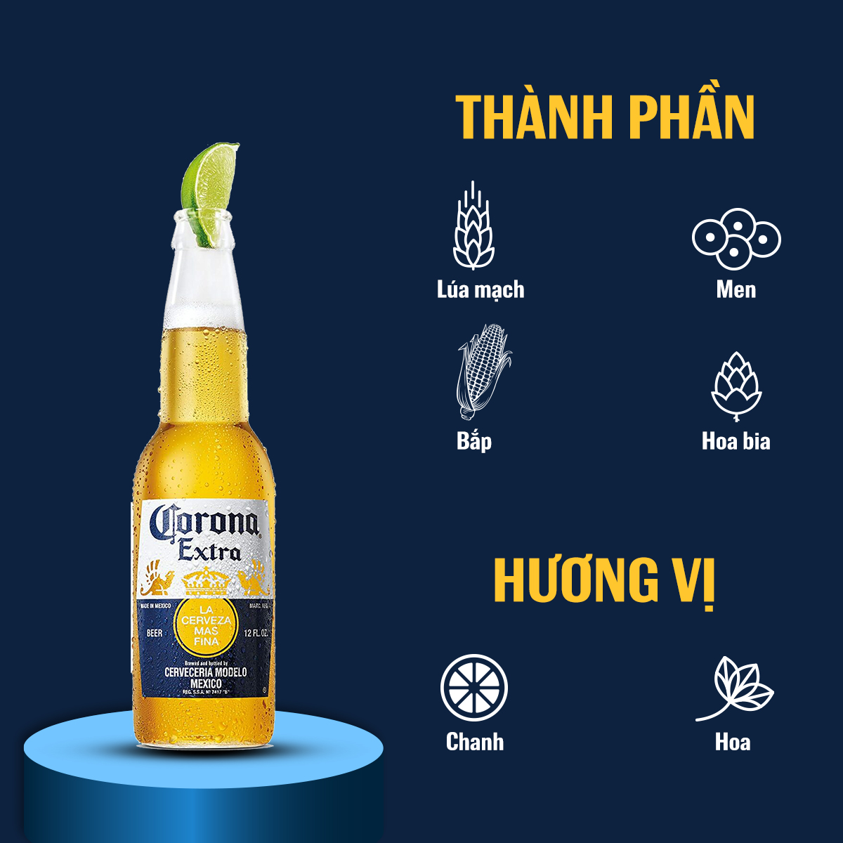 Bia Corona Extra Nhập Khẩu Thùng 24 Chai