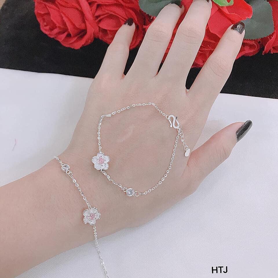 LẮC TAY BẠC TA HOA ĐÀO CAO CẤP