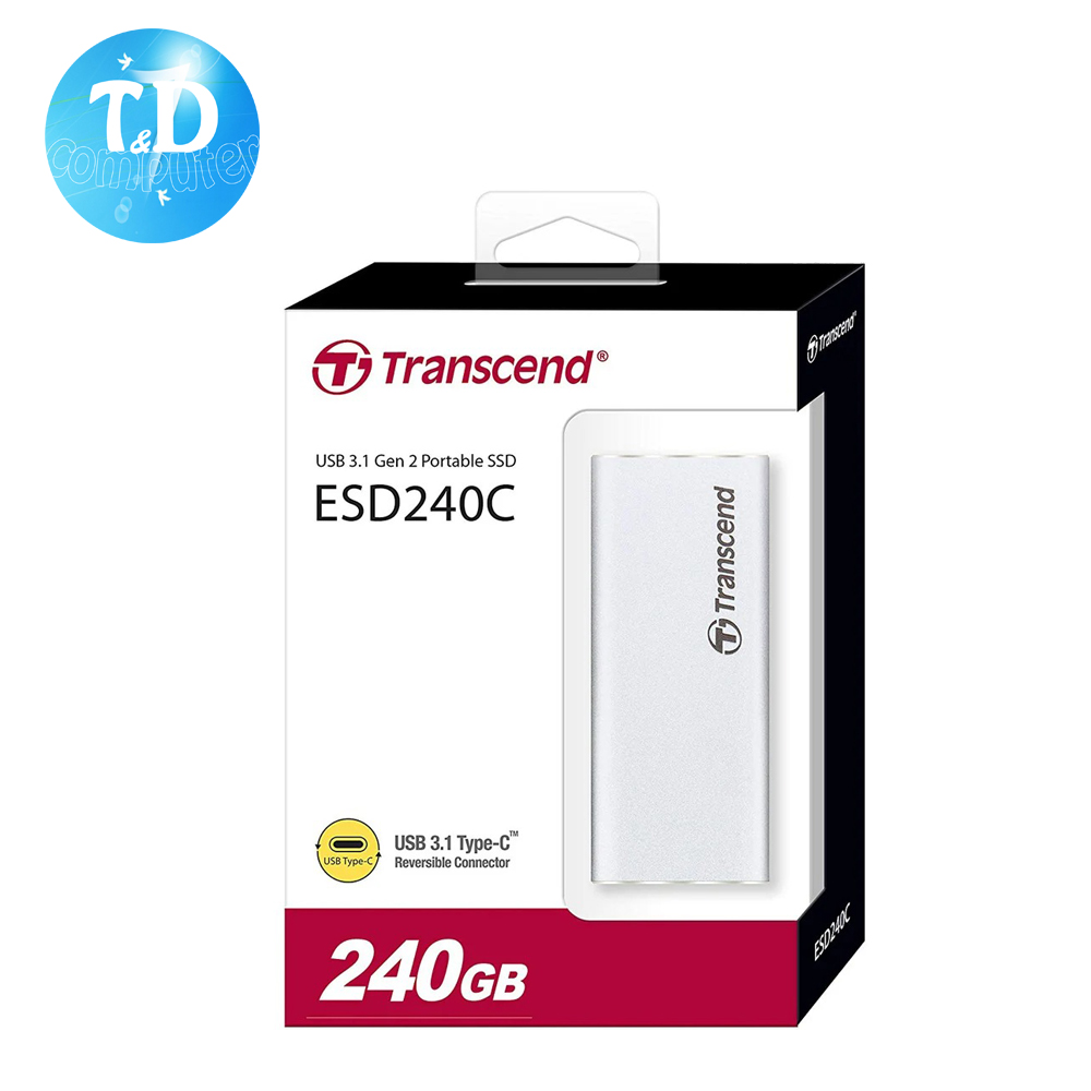 Ổ Cứng Di Động SSD Transcend ESD240C 240GB 2.5&quot; USB Type C - TS240GESD240C - Hàng chính hãng Diệp Khánh phân phối