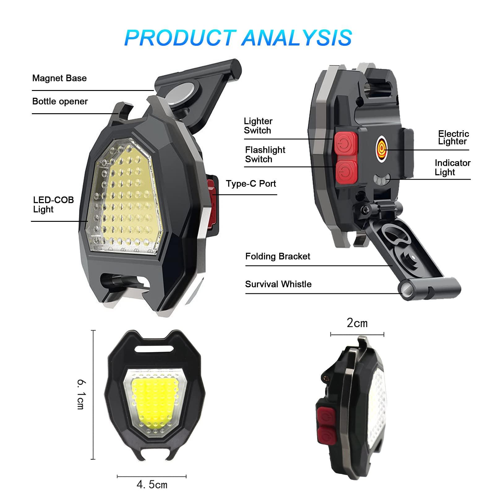 Đèn pin nhỏ với hệ thống sưởi, tối đa 2000 Lumens Light 7 Modes Ánh sáng, với cơ sở từ tính và khung có thể gập lại, để cắm trại sửa chữa câu cá đi bộ và chiếu sáng khẩn cấp ]