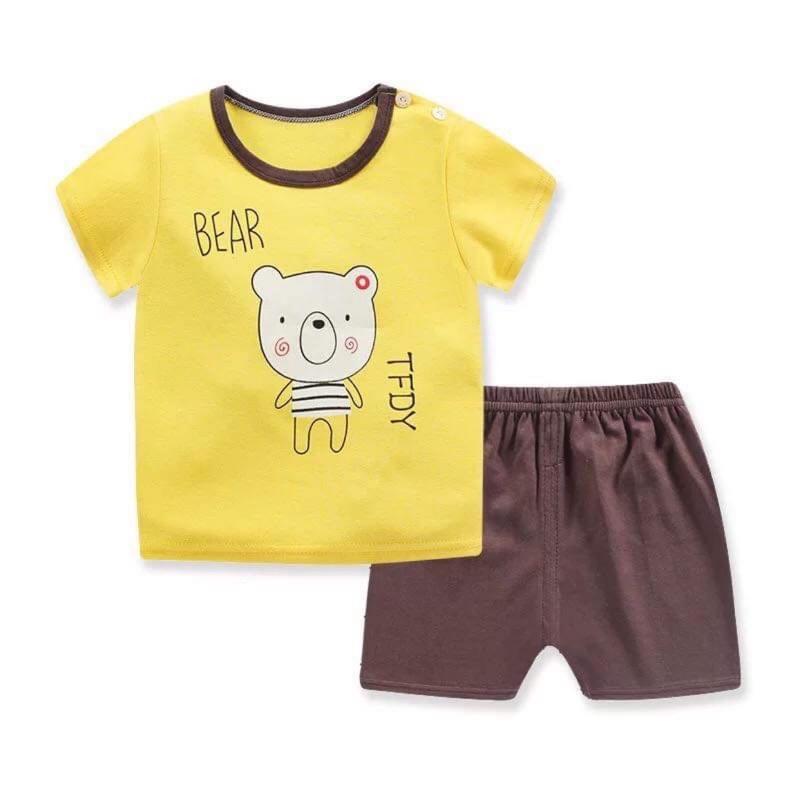 Bộ cotton cộc tay hàng Quảng Châu cho bé trai bé gái