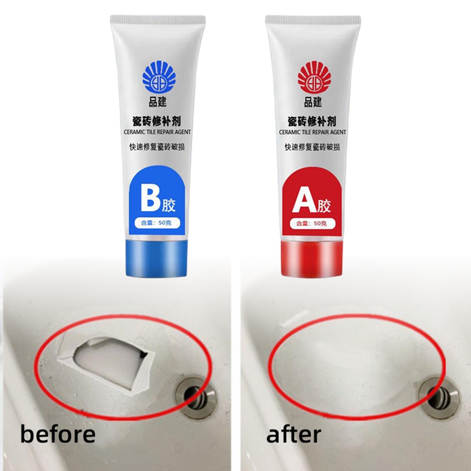 2x Tile Repair Agent Tub Repair Fix Hole Ceramic Repair Paste for Bathtub Toilet Shower