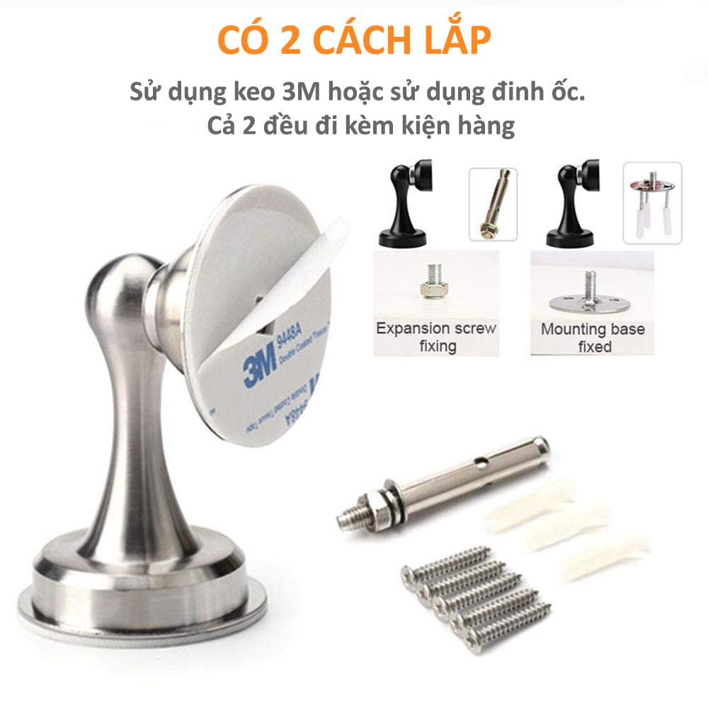 Bộ chặn cửa chống va đập nam châm hít cửa dán sàn Hobby Home Decor CC1 inox 304 kèm keo dán sàn