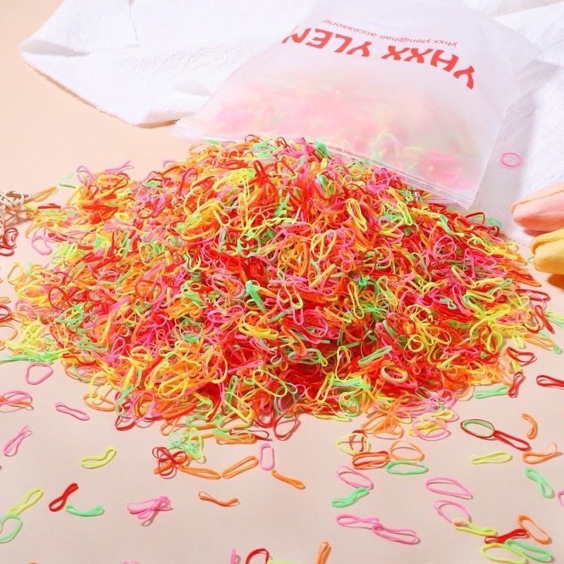 Set 1000 dây thun mini màu sắc cột tóc cho bé gái
