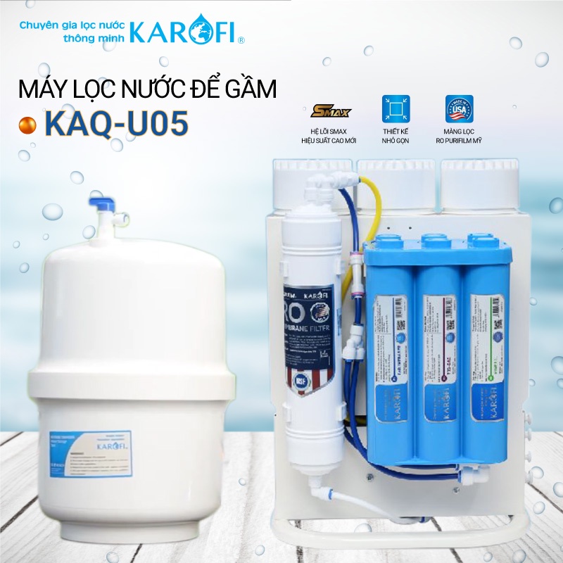 Máy Lọc Nước Karofi 10 Lõi KAQ-U05, Để Gầm Nhỏ Gọn, Hàng Chính Hãng