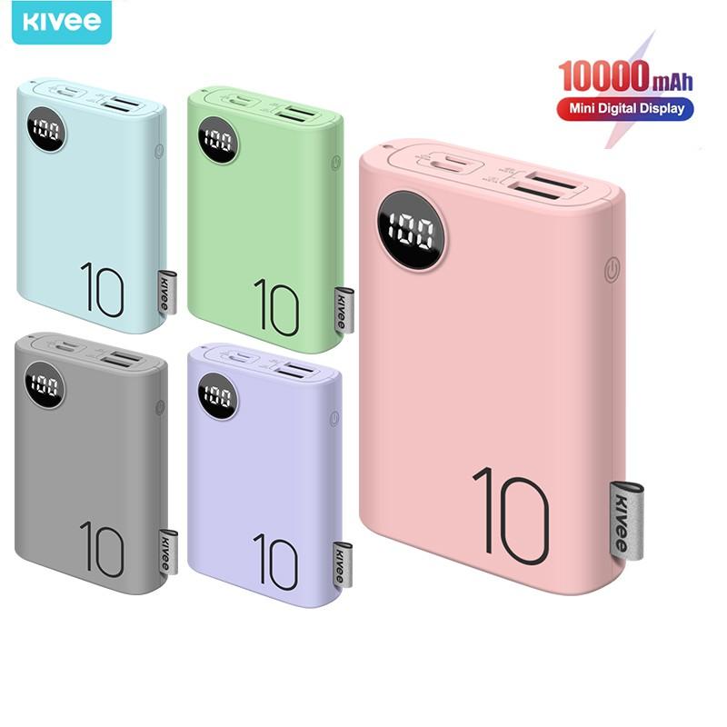 Sạc dự phòng KIVEE PF23P 10000mAh Macaron tích hợp 4 cổng sạc + đèn LED hiển thị nguồn cho iPhone Huawei Samsung Xiaomi-Hàng Chính Hãng