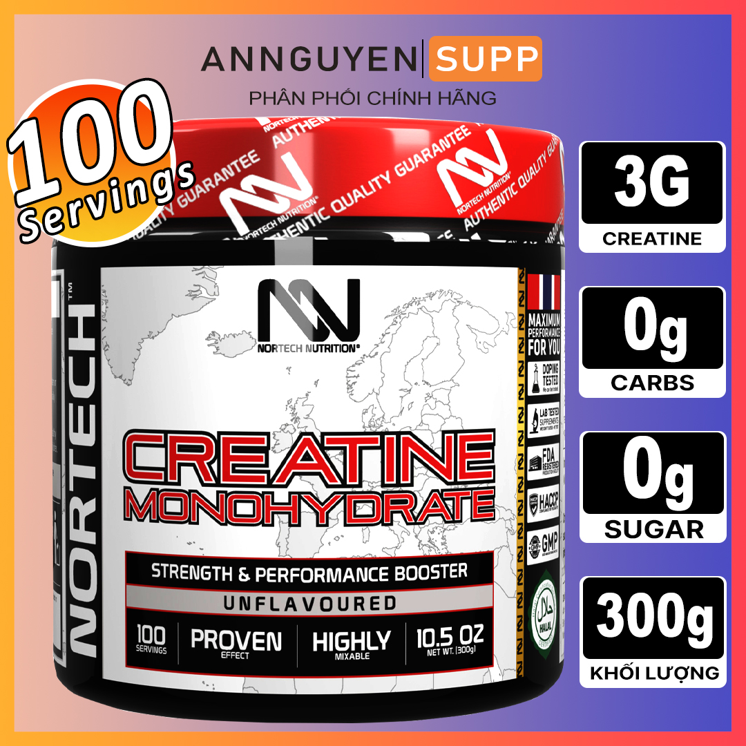 Creatine Monohydrate 100 Liều Dùng Thương Hiệu Nortech Nutrition