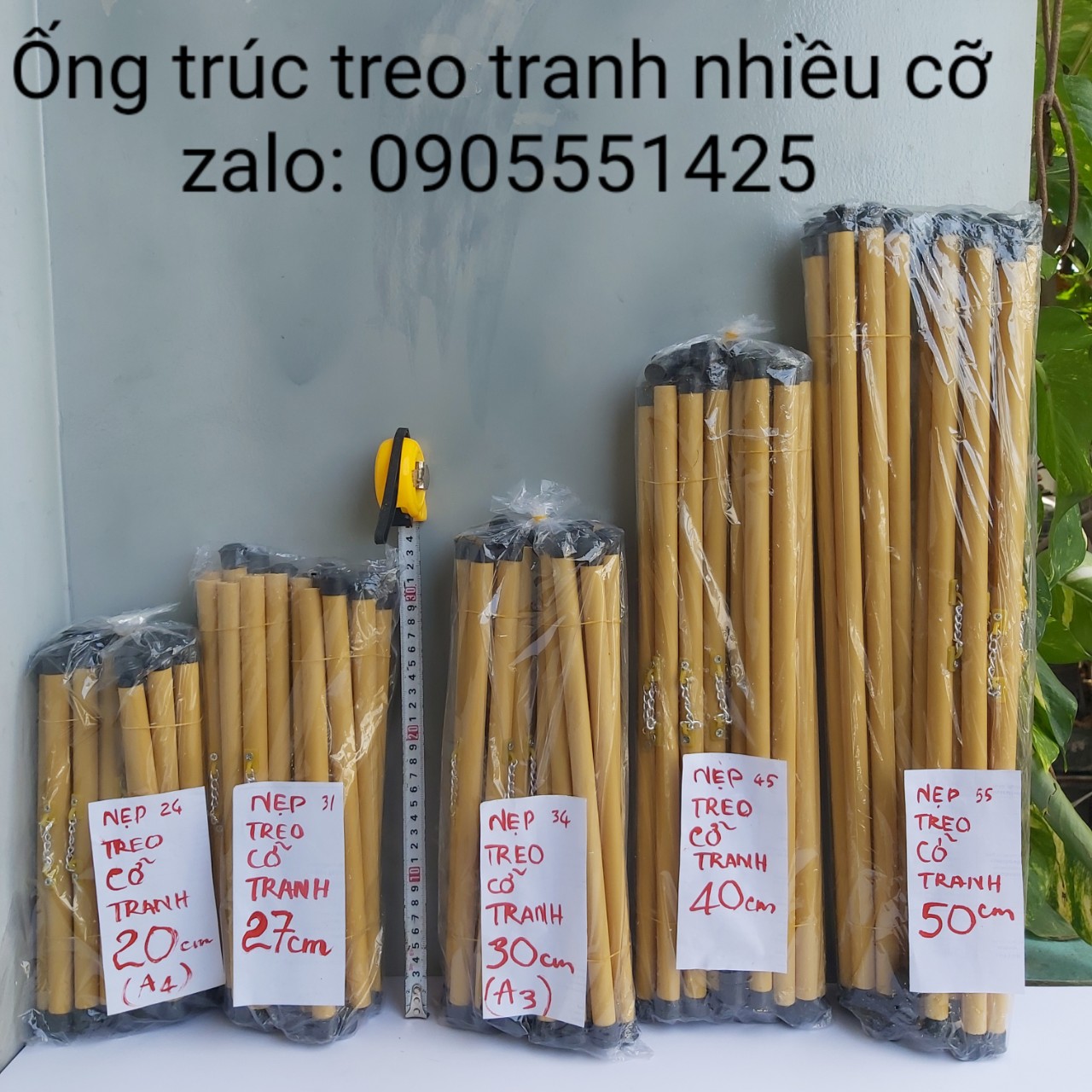 1 BAO ống trúc treo ảnh.Ống trúc treo giấy viết thư pháp.Ống trúc treo lịch, tranh, giấy a3. Dài 34cm