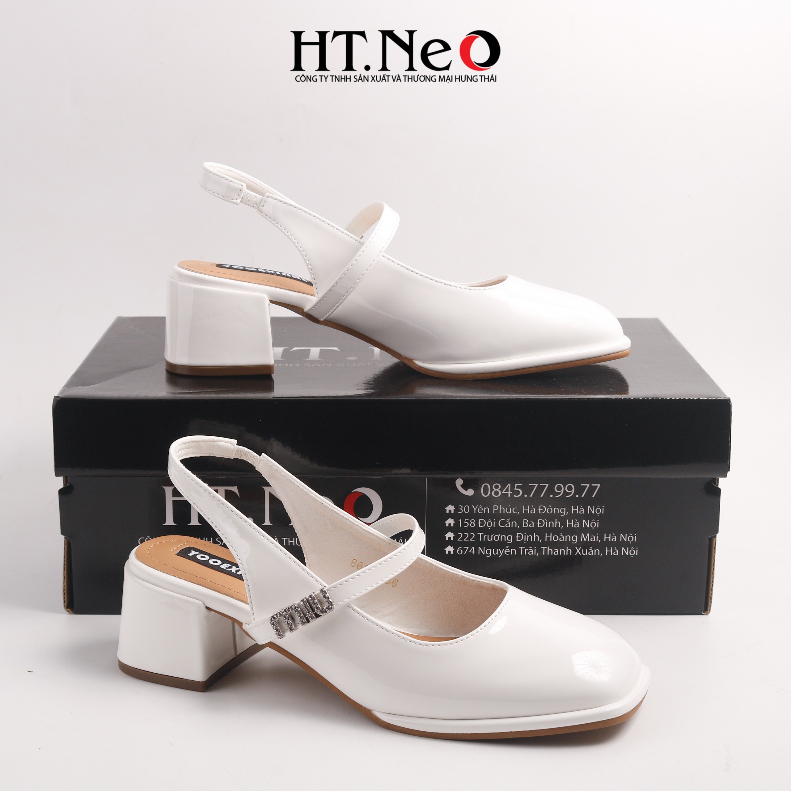 Hình ảnh Sandal nữ gót trụ 5,5cm, mũi vuông, chất da bóng, sandal nữ quai đá MIU có quai hậu, thiết kế đơn giản, lót trong êm ái, cực dễ đi, vừa thoải mái, êm chân lại chắc chắn SDN230