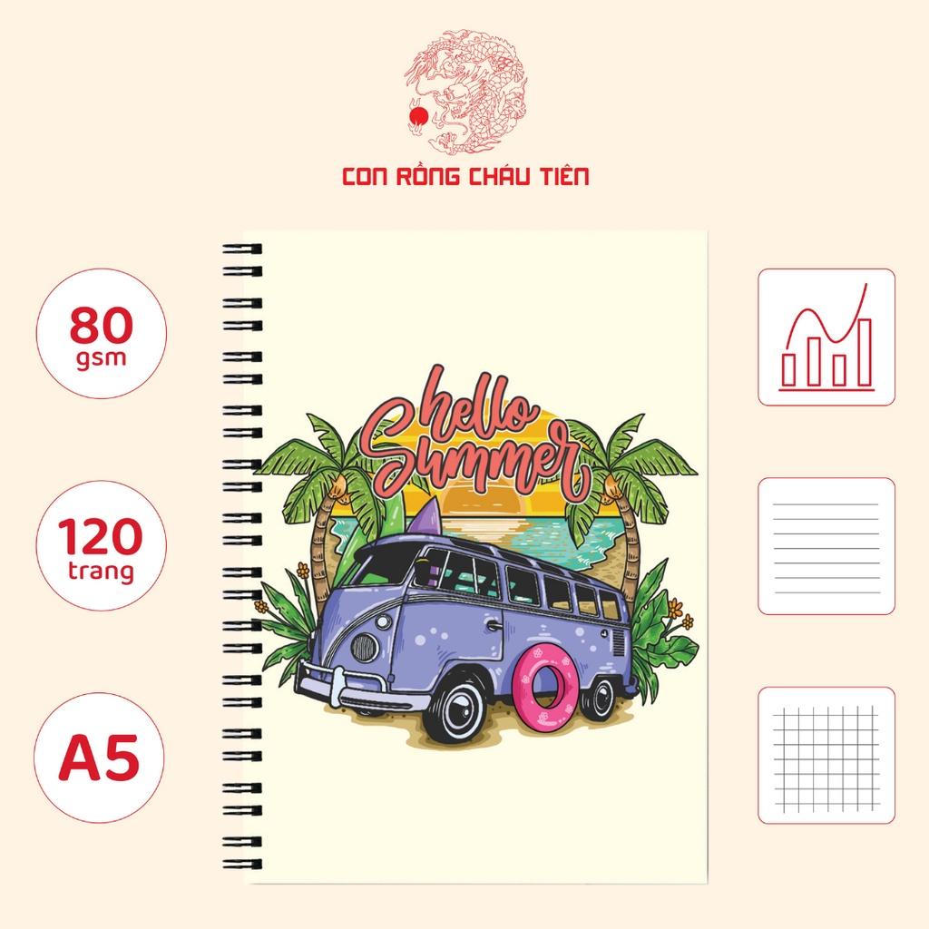 Sổ tay ghi chép A5 hình Travel 120 trang chất lượng cao, họa tiết cute - Giấy Vở Con Rồng