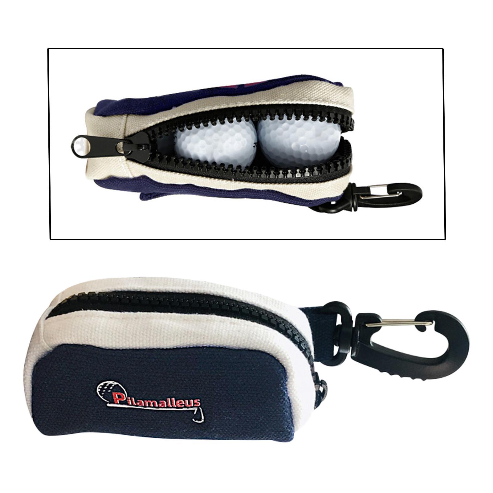 2x Professional Golf Ball Bag Pouch with Zipper Accessories Outdoor  Pocket Carrying Organizer