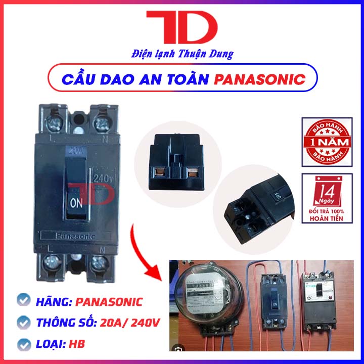 Cầu dao an toàn 20A, CB chống giật tự động PanSong và Pana - Điện Lạnh Thuận Dung