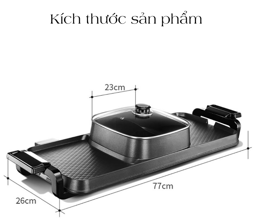 Bếp lẩu nướng đa năng tiện lợi, cao cấp, có thể ăn lẩu, nướng đồng thời, dễ vệ sinh với men chống dính - K1297