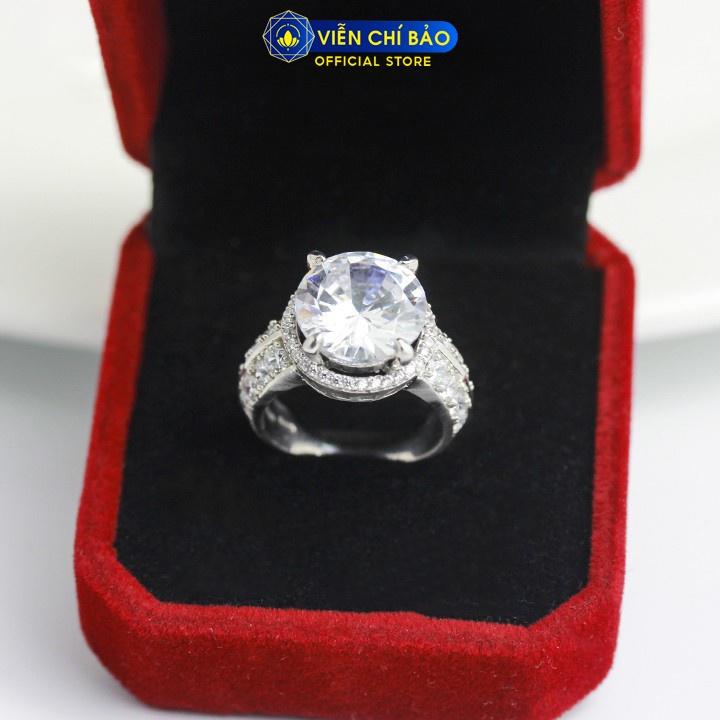 Nhẫn bạc nữ đính đá trắng tròn chất liệu bạc 925 thời trang phụ kiện trang sức nữ thương hiệu Viễn Chí Bảo N400184