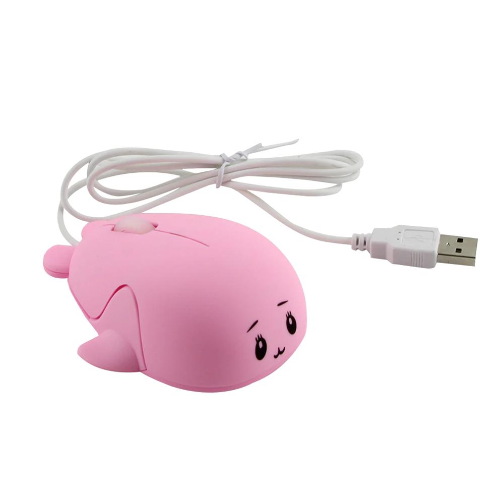 Dolphin Shape Wired Mouse Cute Mini Laptop Mouse 800 DPI Optical Sensor/3 Buttons/Ergonomic Design/USB Powered Computer