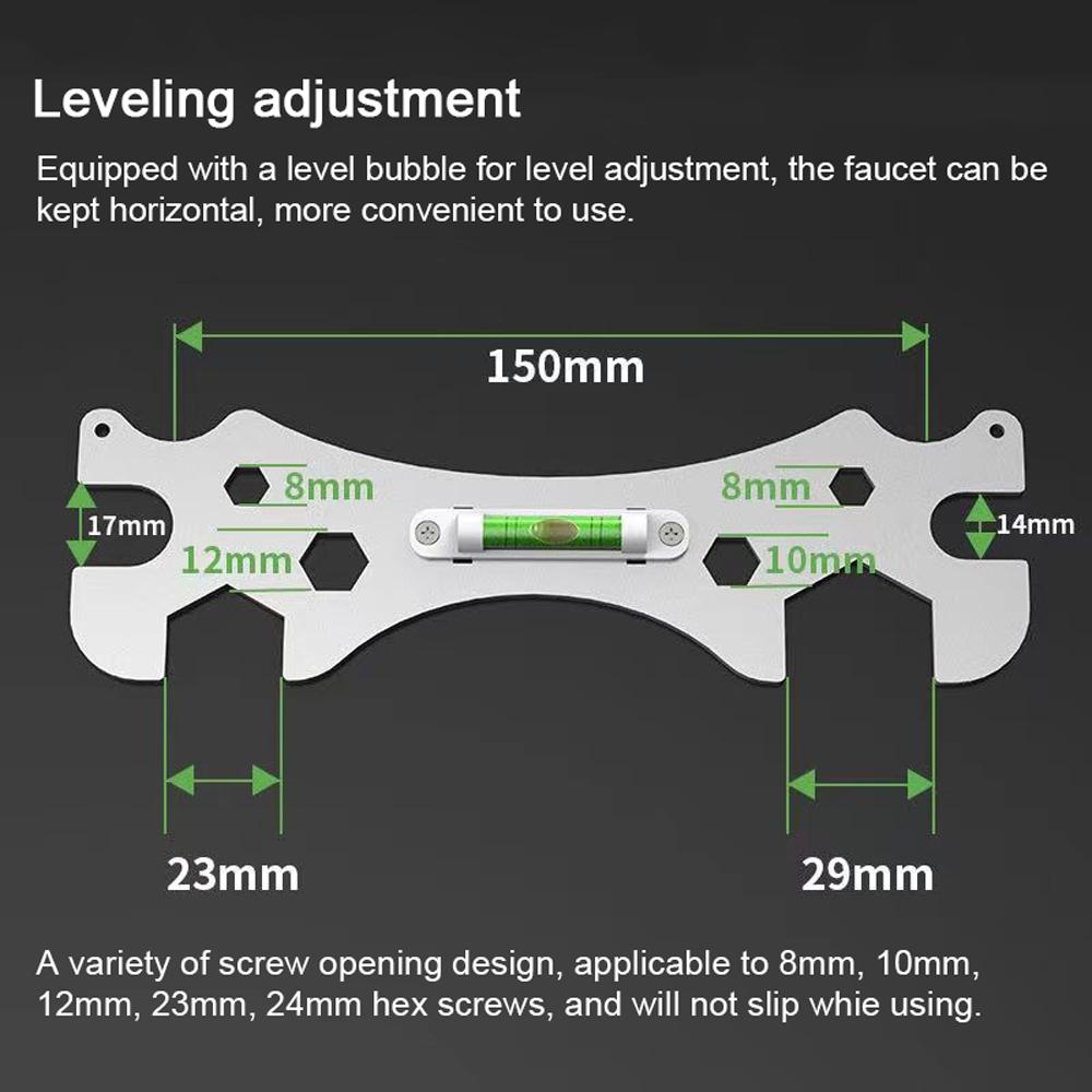 Multifunction Stainless Steel Plumbing Wrench Tool Bathroom Water Pipes Shower Faucet Drain Hose Installation and Removal Wrench with Level Bubble