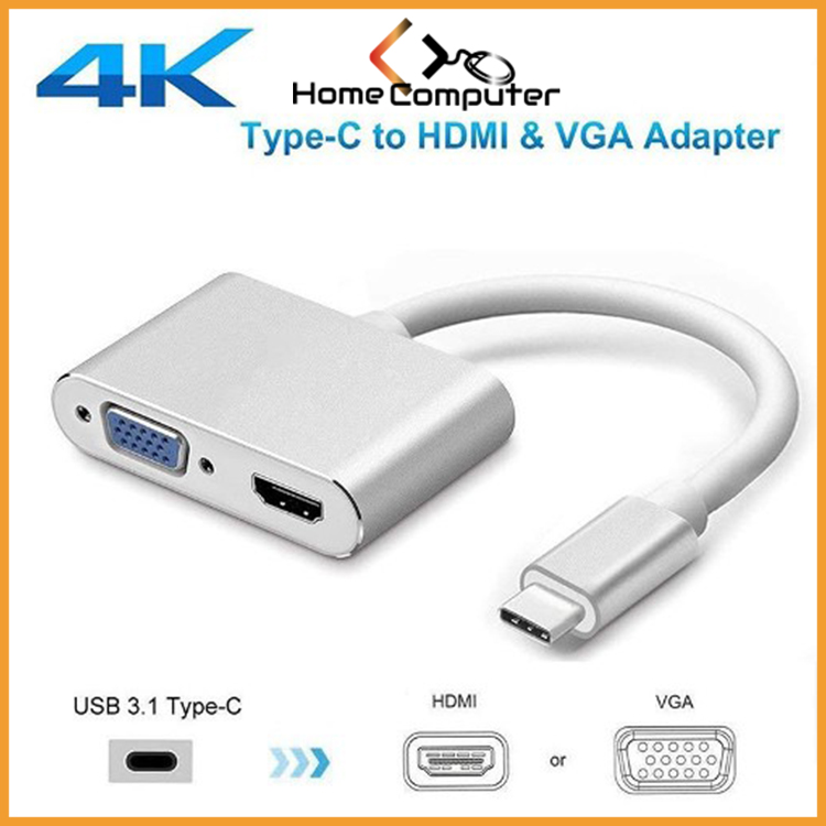 Cáp Chuyển Đổi, Cáp Chuyển Type C Sang Hdmi + Vga Cực Tốt Hình Ảnh 4K - 2 in 1