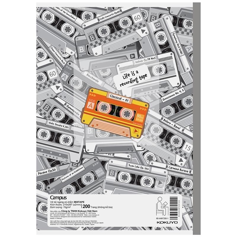Vở Mix Tape - A4 Kẻ Ngang Có Chấm 200 Trang ĐL 70g/m2 - Campus NB-A4MT200
