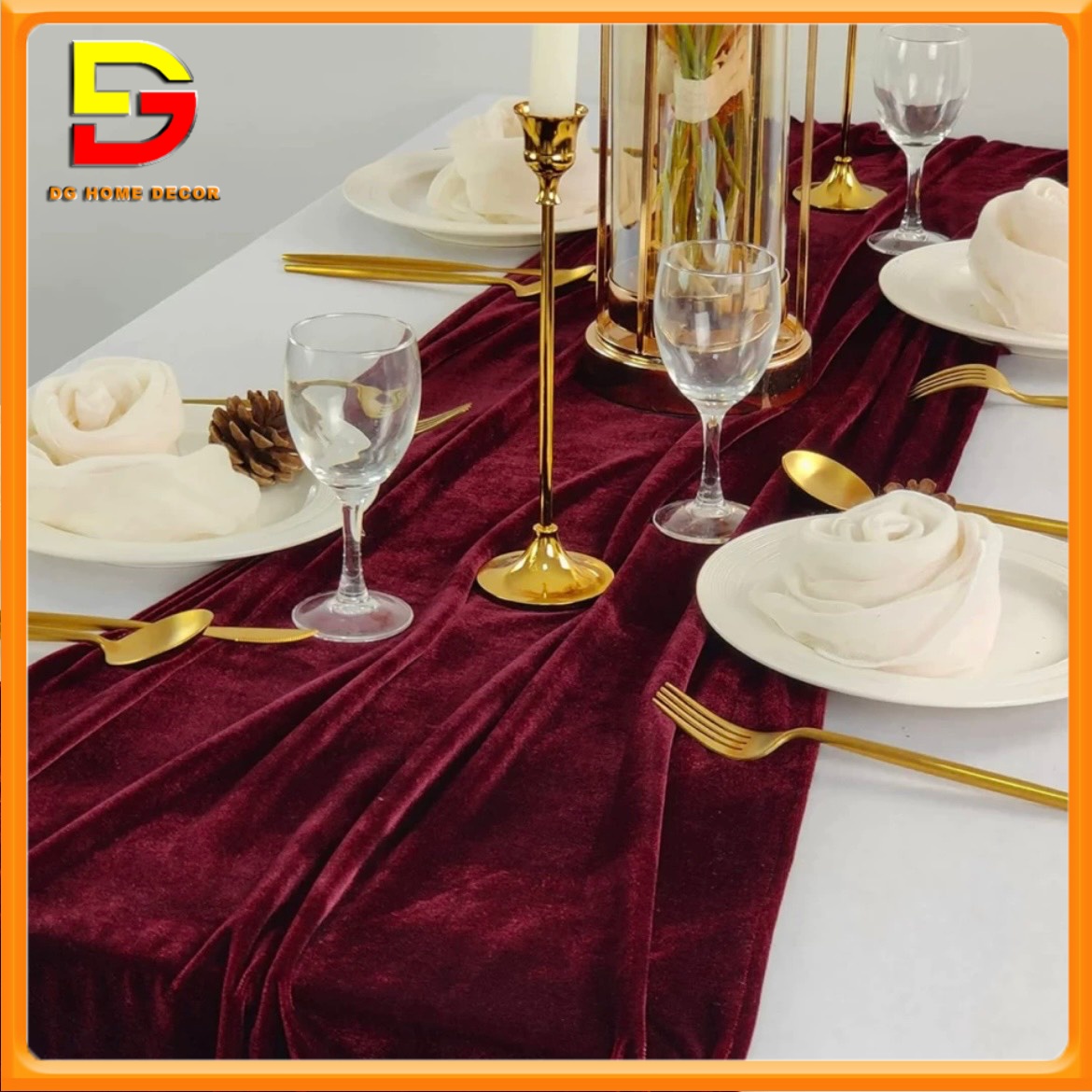 Khăn Nhung Xanh Trải Giữa Bàn 3m Khăn Table Runner Trang Trí Sự Kiện, Lễ Hội Sang Trọng DG-594