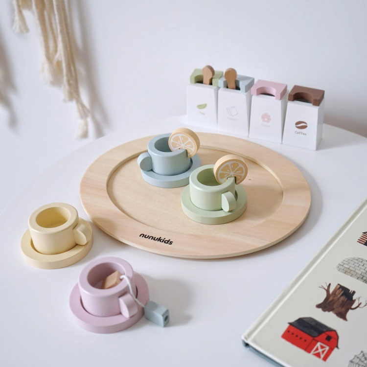 Set ấm trà đồ chơi bằng gỗ sang trọng cho bé yêu thích chơi mỗi ngày, đồ chơi trẻ em nhập vai công chúa, bộ tiệc trà