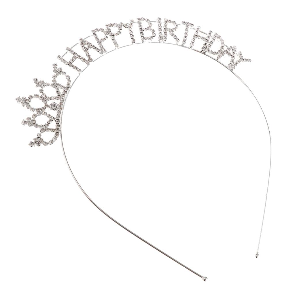Happy Birthday Tiara Crystal Rhinestone Crown Hair Jewelry Accessories