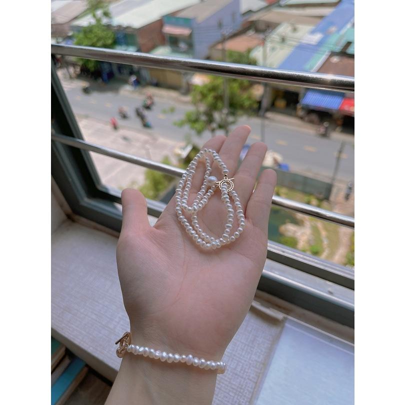 Dây Chuyền Choker Ngọc Trai 3 ly Khóa OT, Vòng Cổ Ôm Sát Ngọc Trai Nước Ngọt - Trường Thịnh Ngọc Trai