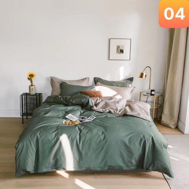 Bộ chăn ga gối Cotton Living đơn sắc 100% Nhà Nhím Chăn ga gối đủ size giường nệm