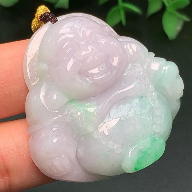 Mặt Phật Di lặc xanh Ngọc phỉ thúy tự nhiên Jadeite A