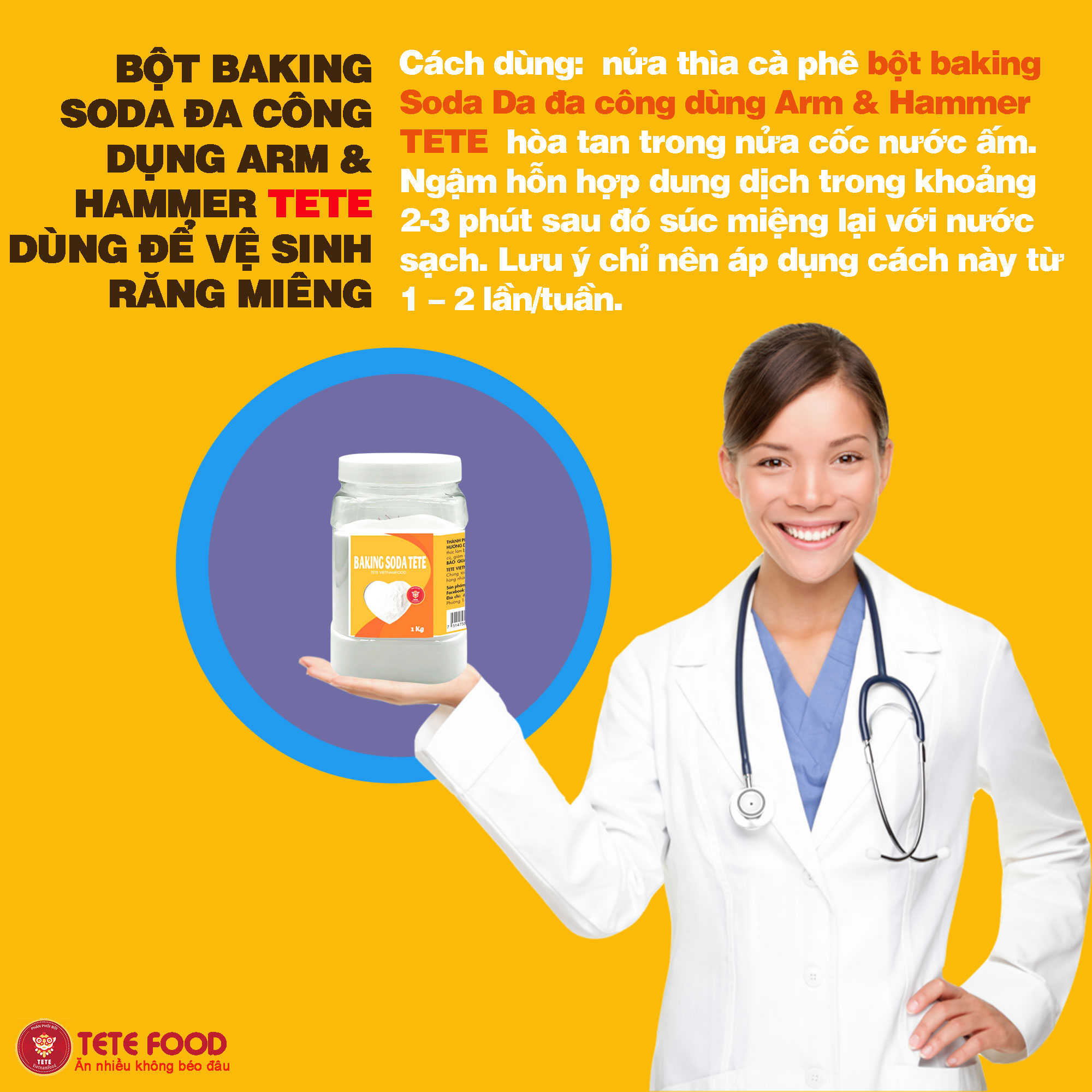 500gram Bột Baking Soda Đa Công Dụng Arm & Hammer TETE