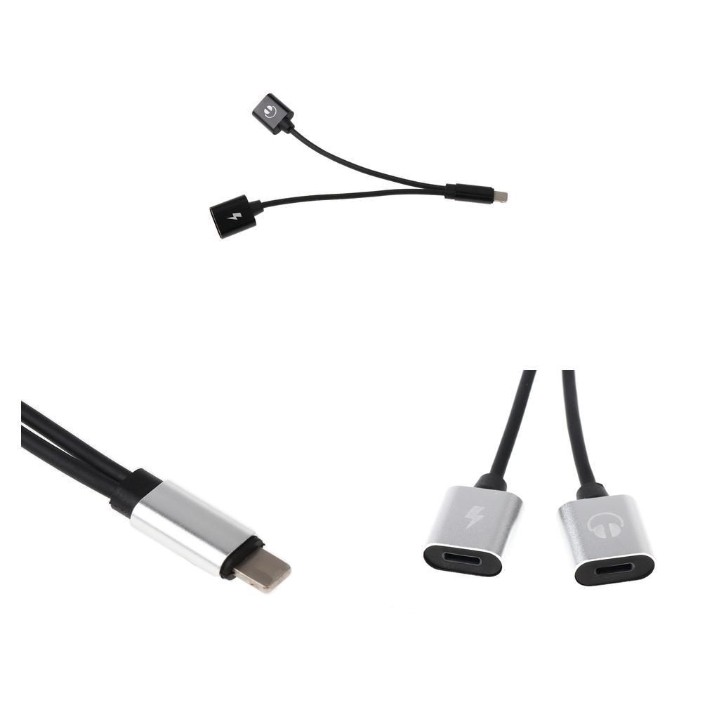 2 in 1 For  Male Port to Female Audio & Charging Adapter Cable