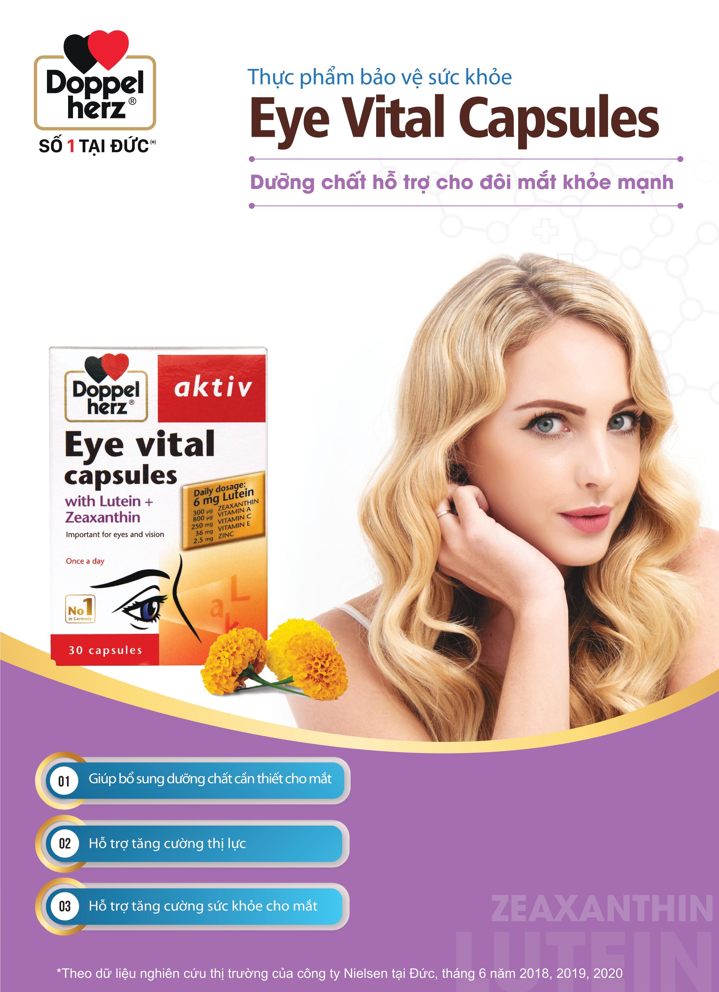 Combo bổ sung vitamin, khoáng chất và bổ mắt Doppelherz Eye Vital + 02 tuýp sủi A-Z Fizz