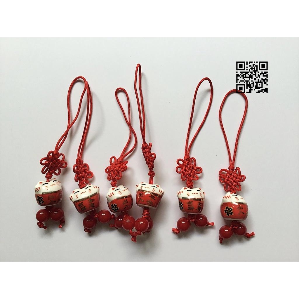 Móc khóa, móc điện thoại mèo đỏ may mắn chiêu tài - đón lộc