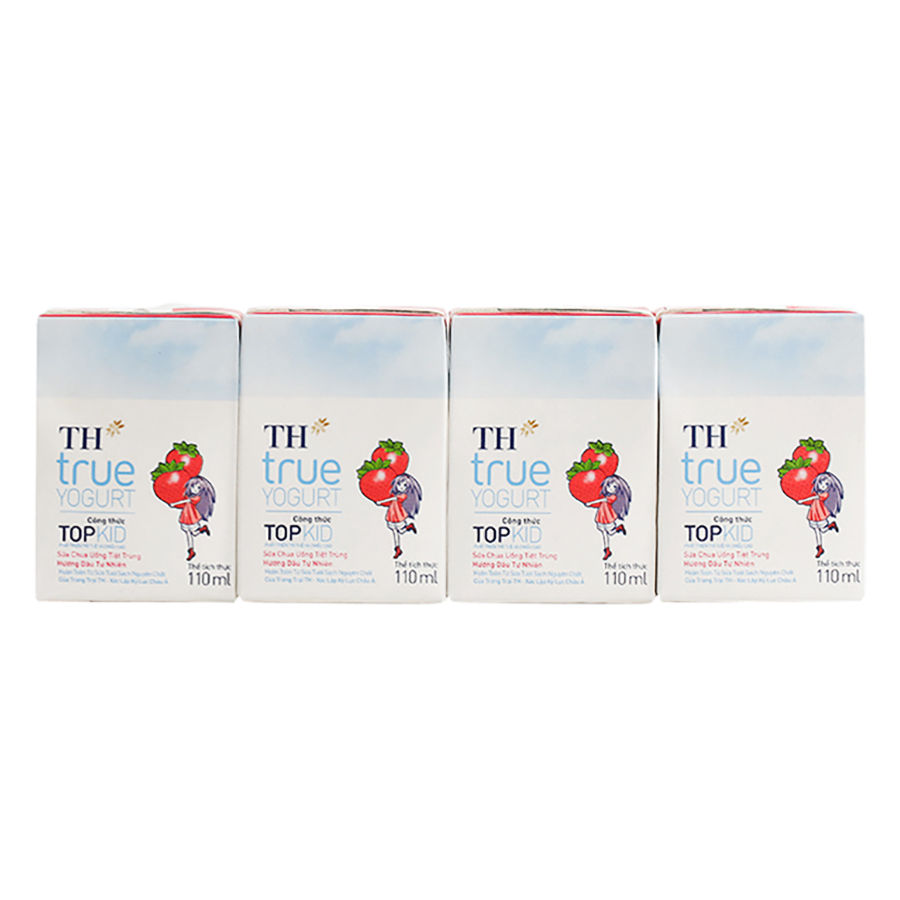 Thùng Sữa Chua Uống Tiệt Trùng Topkid Dâu TH True Milk (110ml x 48 Hộp)