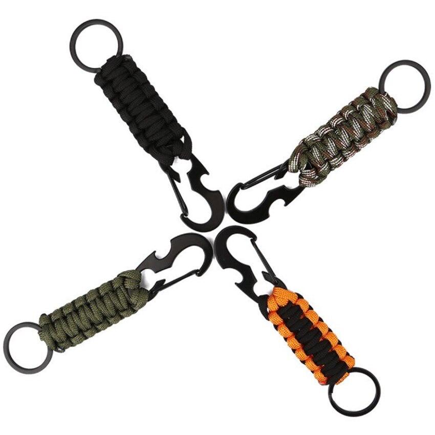 Outdoor Keychain Ring Camping Carabiner Military Paracord Cord Rope Camping Survival Kit Emergency Knot Bottle Opener Key Chain