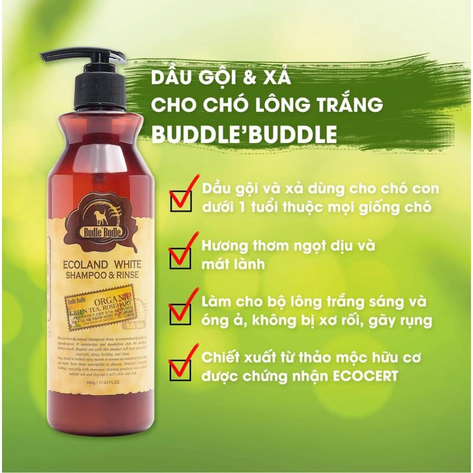 Dầu gội và xả cho chó Budle Budle, sữa tắm cho chó Budle Budle mềm mượt lông, thơm lâu. Chai 500ml