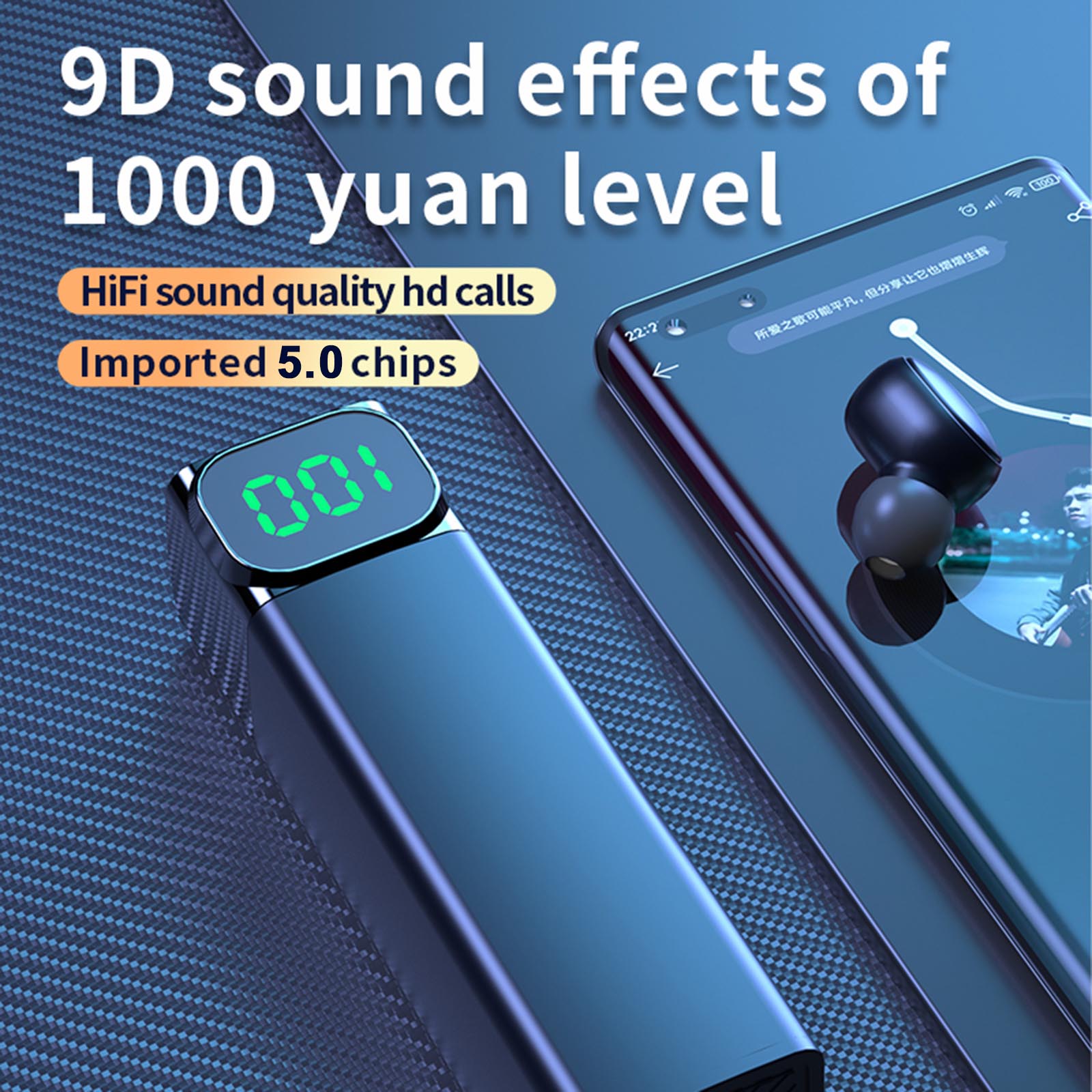Tai Nghe Không Dây Nhét Tai BQC-01 Bluetooth 5.0 Mini TWS Có Hộp Sạc Mic