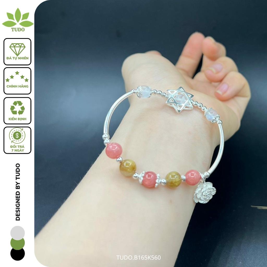 Vòng Tay Nữ Đẹp - Vòng Phong Thủy Mệnh Kim TUDO B165K560 VCBDAOH VCBTATV VCBMOON Charm Bạc Ngôi Sao, Hoa Mâu Đơn
