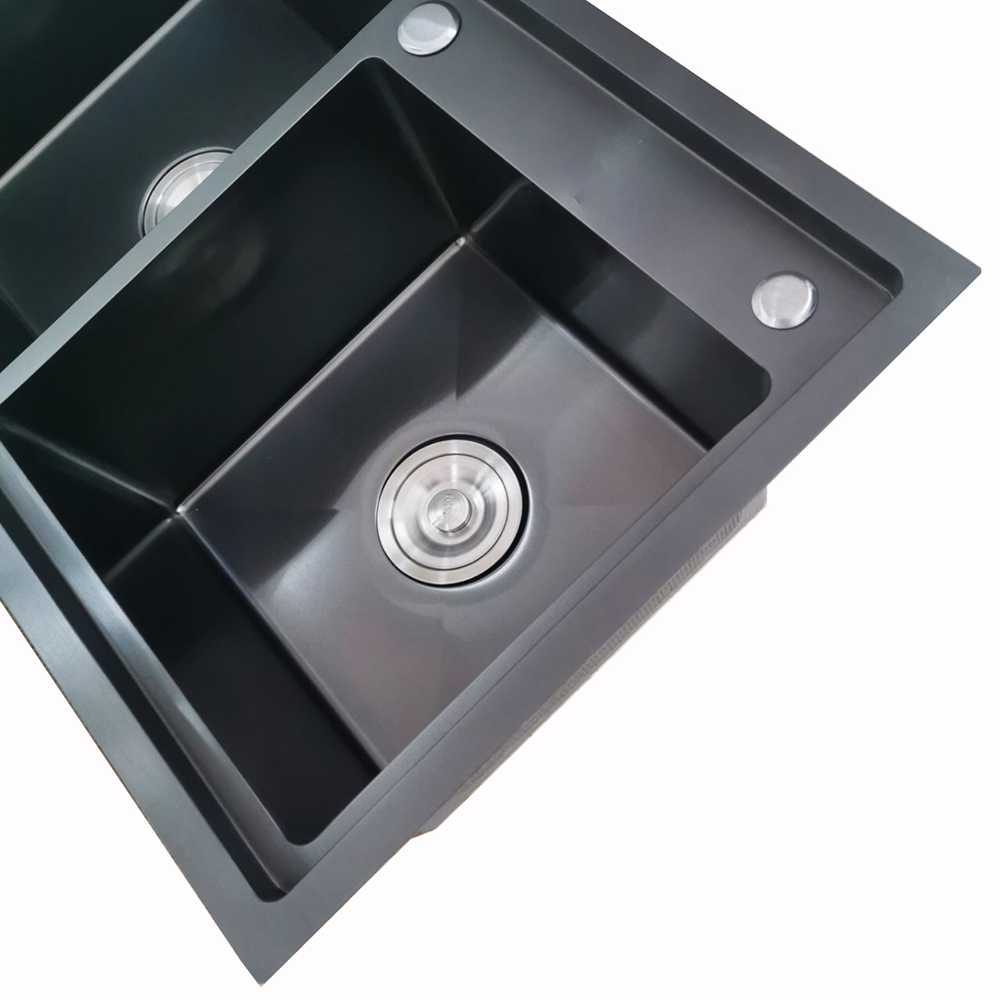 Chậu Rửa Chén Bát Schmidt Inox 304 2 Hố Lệch 82x45x23 Công Nghệ NaNo Đen Sáng Bóng, Bon Chau Rua Chen, Bồn Rửa Mặt Chống Bám Bụi , Tiếng Ồn Tốt, Kiểu Dáng Sang Trọng Đẹp Mắt -Hàng Chính Hãng.