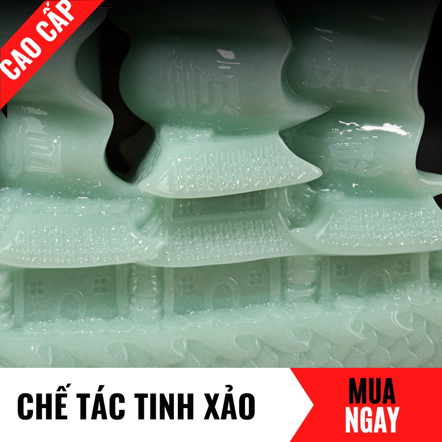 Thuyền Buồm Rồng Trang Trí Phong Thủy Bằng Đá Hoàng Ngọc Cao 31cm