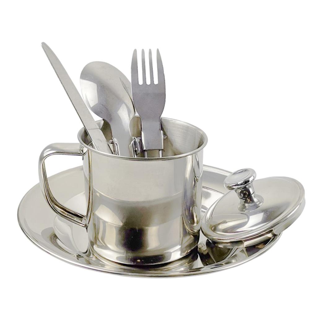 6 in 1 Outdoor Portable Tableware with Bowl Plate Cup for Camping Hiking