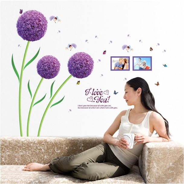 Decal trang trí tường - Bồ Công Anh Tím khung hình 02