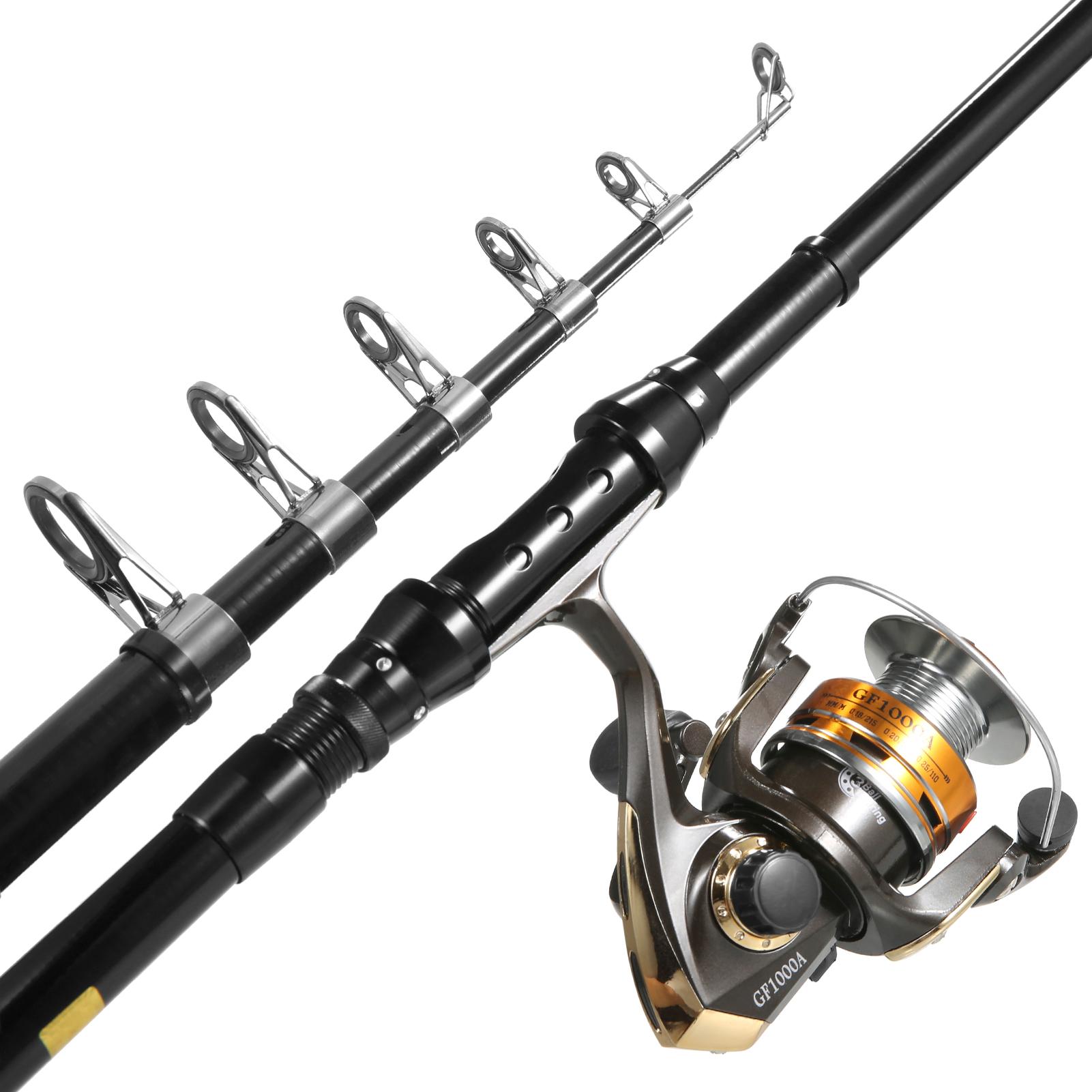 Fishing Rod and Reel Combos Telescopic Fishing Pole with Spinning Reel Combo Kit Fishing Line Lures Hooks Swivels Set Fishing Accessories with Tackle Box