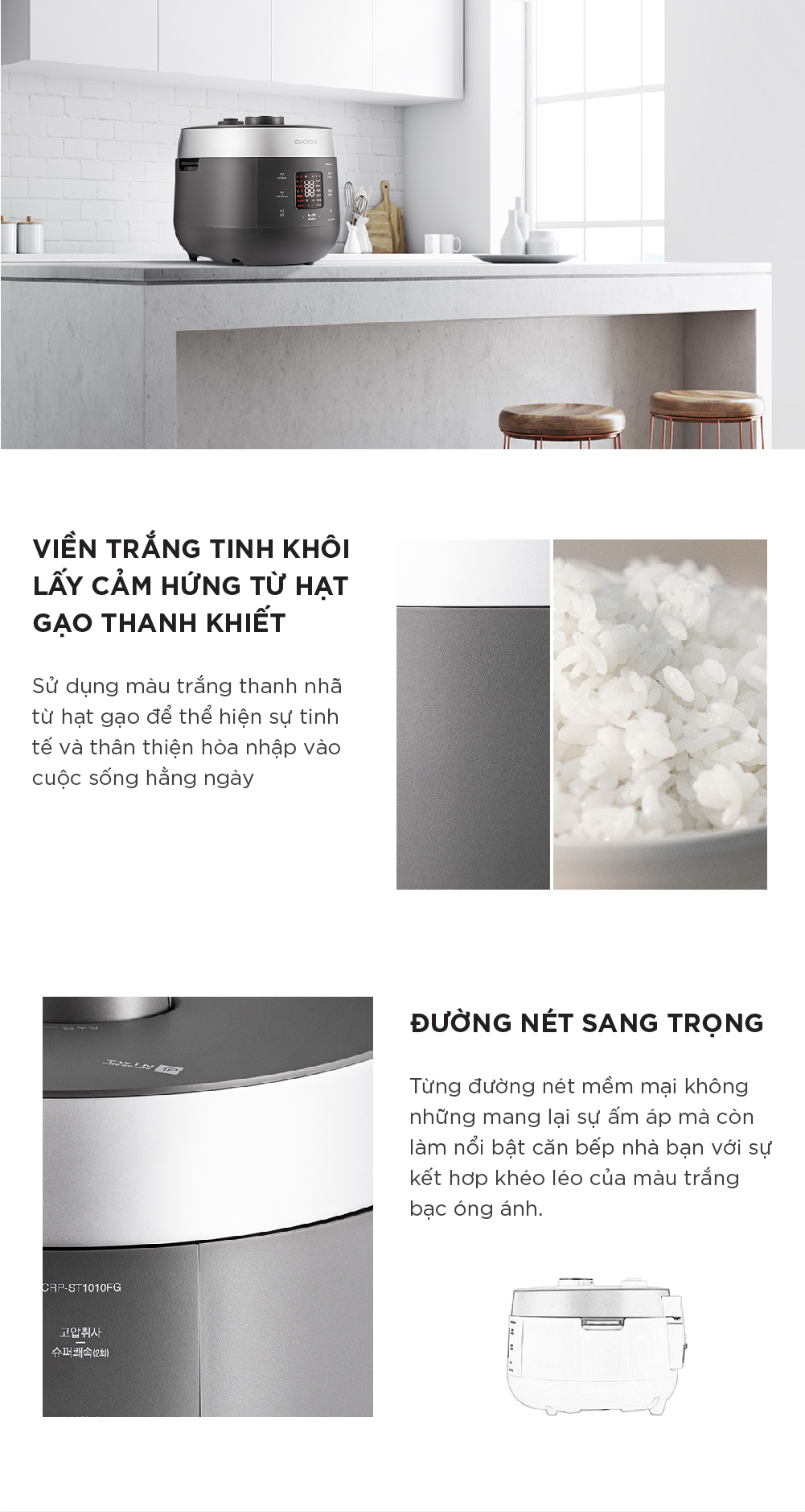 Nồi cơm điện tử áp suất kép Cuckoo CRP-ST1010FG - Hàng Chính Hãng