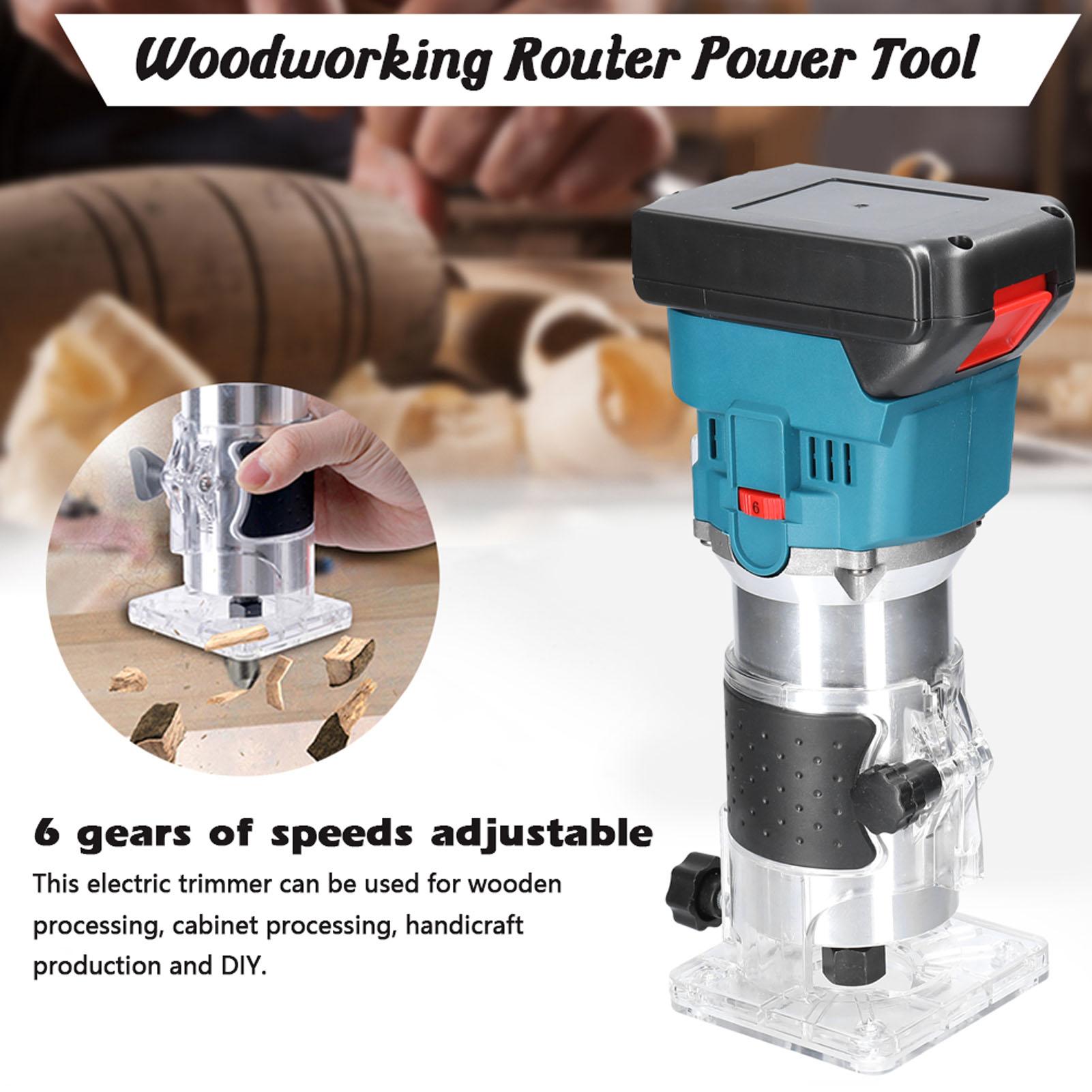 21V Tông Đơ Điện Không Dây 6 Bánh Răng Tốc Độ Có Thể Điều Chỉnh Xay Gỗ Cắt Tỉa Khắc Khe Gỗ Router Dụng Cụ Điện