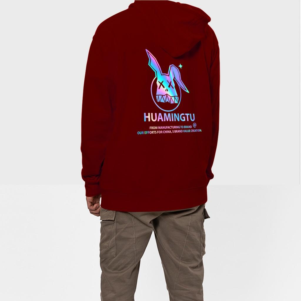 Áo hoodie Unisex dạ quang - Áo khoác nỉ phản quang họa tiết Thỏ Huamingtu in cao cấp