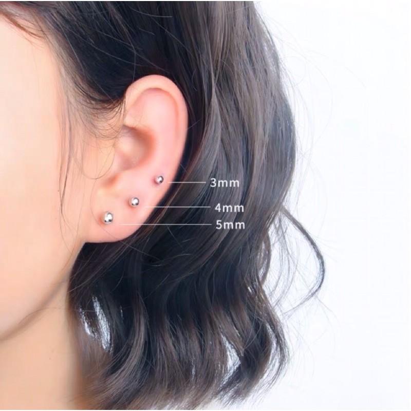Hoa tai nụ đinh trơn bạc nguyên chất siêu bền đẹp