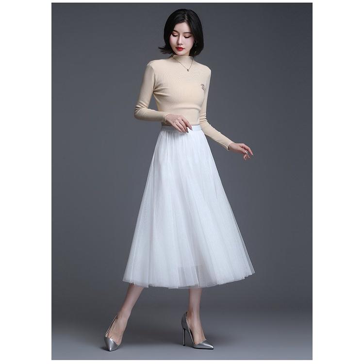 Chân Váy Vinage Lưới Xếp Ly Dáng Dài Kèm Lót 4 Màu Z022