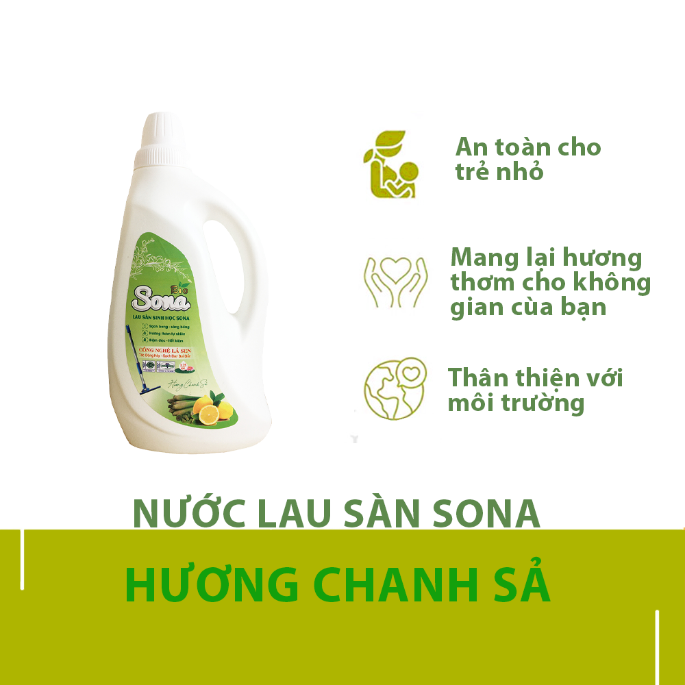 Nước lau nhà hương Chanh Sả &amp; Quế 1.25kg hữu cơ lau sàn sạch bong ngát hương thơm nước lau sàn