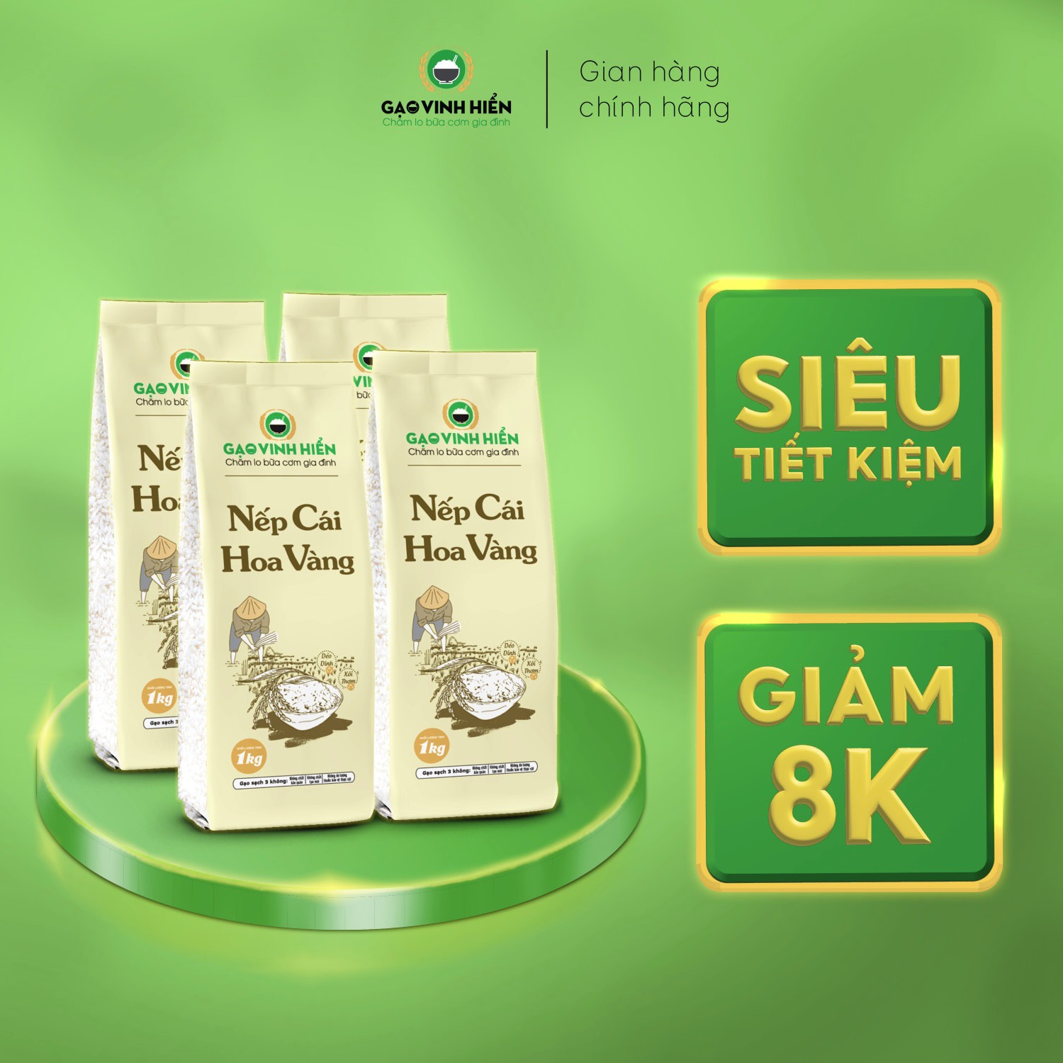 [TIẾT KIỆM] Combo 4 túi Nếp Cái Hoa Vàng Vinh Hiển - Tiết kiệm, siêu dẻo, thơm nhiều