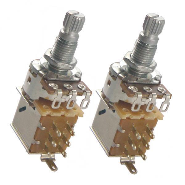 2X 2 Pack Push Pull Control Pots Guitar Potentiometer 18mm Split Shaft